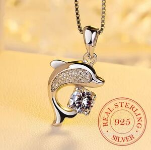 Elegant 925 Sterling Silver Dolphin Pendant Necklace